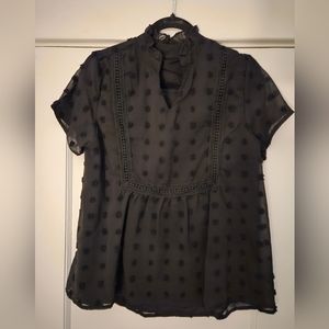 Swiss Dot Peplum Blouse Size Small